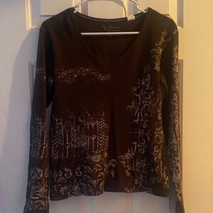 Chico's Elegant Brown Patterned Blouse